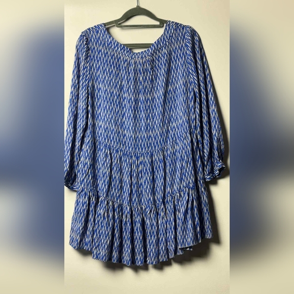 Maeve By Anthropology Lila Blue Tiered Blouse Button Front Small - Picture 5 of 12